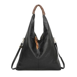 ITALYSHOP24.COM XXL Women's Shopper Shoulder Bag Handbag Shoulder Bag Leisure Bag Leather Look Bag, black, shoulder bag