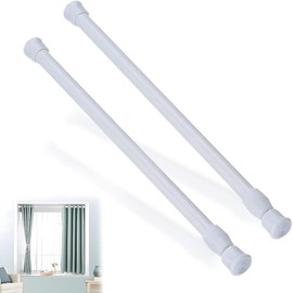 Adjustable Curtain Rod, 2 Pieces, Extendable Curtain Poles, Tension Rods for Curtains, Shower Curtain Rod, No Drilling Curtain Rod, Suitable for Windows, Kitchens and Cabinets, Bathroom, 30-50 cm