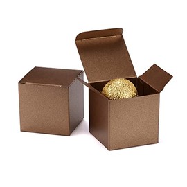 Quotidian 20ct Small Gift Boxes with Lids 2x2x2 inch - Vintage Pearlescent Paper Favor Boxes for Crafting Candy Cookie Treat Goodies Wedding Christmas Birthday Holiday Baby Shower (Bronze)