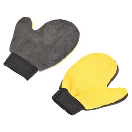 M METERXITY 2 Pack Cleaning Mittens - Microfibre Gloves Washing Tableware Clothes and Shutters Apply Home Cleaning (9 x 7.87 Grey and Yellow)