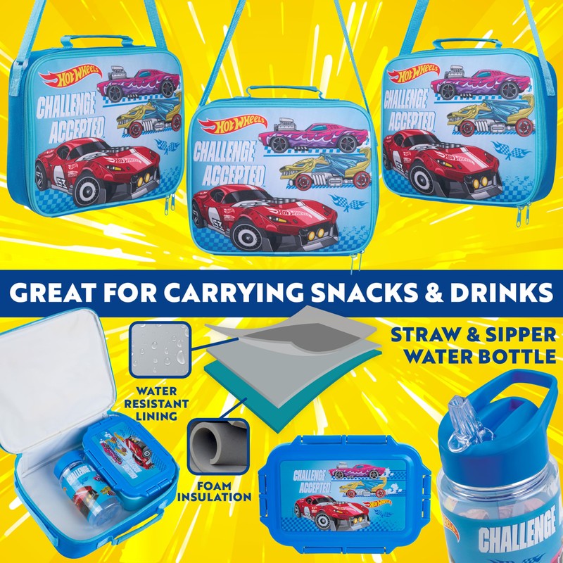 Get Trend Hot Wheels Water Bottle Lunch Bag and Lunch