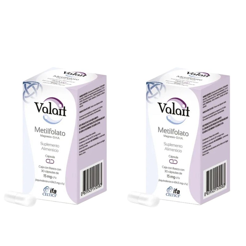 Pack de 2 Valait metilfolato 15 mg suplemento alimenticio con