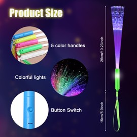 20pcs Fiber Optic Wands 3 Modes Flashing Colorful Light Up LED Glow Wands Sticks for Concerts Birthday Party Favors (20pcs)