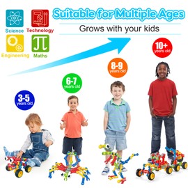 Kids STEM Building Toys for 3 4 5 6 7 8+ Year Old Boy Girl Birthday Gift, 125 Pcs Preschool Classroom Educational Building Blocks Stem Kits Activities Ages 3-5 4-8 5-7 6-8 Engineering Creative Games