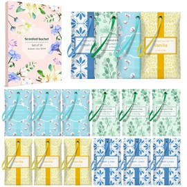 Scent-Hi Scented Sachets, Pack of 16 Scented Sachets for Clothes, Scented for Drawers, Cupboards, Rooms, Wardrobe, Cars Cotton, Linen, Eucalyptus Sage, Vanilla
