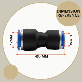 Bwintech 12 Pcs 10mm to 12mm Pneumatic Straight Reducing Push to Connect Adapter Quick Release Reducer Fittings (PG10-12)