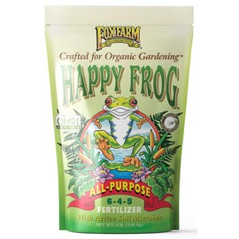 FoxFarm Happy Frog All Purpose Fertilizer - Slow Release Fertilizer for Flowers, Vegetables & Ornamental Plants - Contains Soil Microbes & Mycorrhizal Fungi - OMRI Listed, 4 lb
