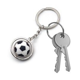 Leddy Living Key Fob Pocket Size Football Series A La Liga, League, Bundesliga, League, League, League, 1 with Key Ring, Accessory for Men and Women, Gift Idea, Grey, One Size, gray