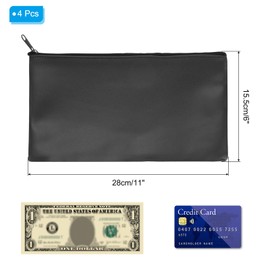 PATIKIL 11"x 6" Bank Deposit Bag, 4Pcs Money Bag Bank Bag Security Money Pouch Receipt Holder for Tickets Coin Makeup Cosmetics Bills, Black