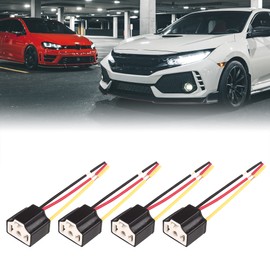 sourcing map DC 12V H4 Car Light Socket Ceramic Headlight Wire Harness Plug 4pcs