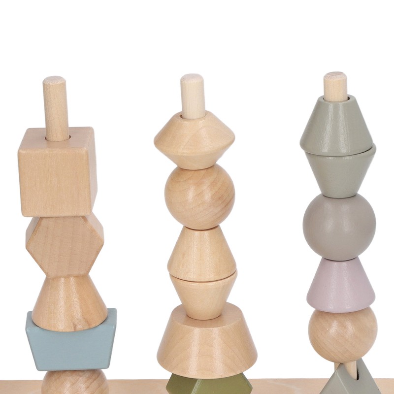 Stack Matching Set Educational Wood with 10 Cards Geometric Shape