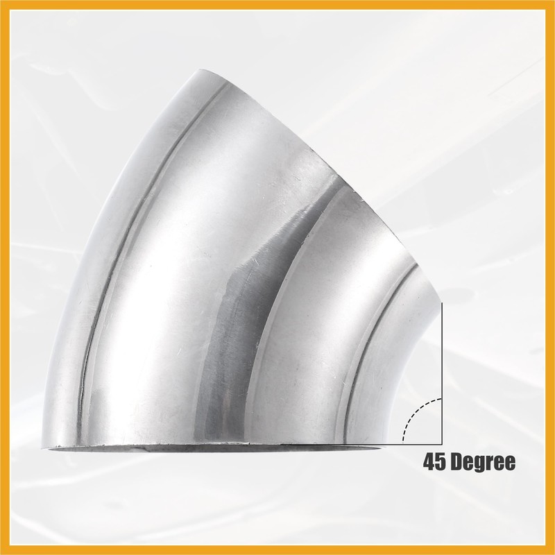 Partuto 2pcs OD 2.5" 45 Degree Stainless Steel Bend Tube
