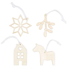 Papierdrachen 12 Wooden Pendants for the Christmas Tree - Tree Decoration - Christmas Tree Decoration - Hygge Nature - Set of 10