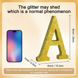 TONIFUL 8 Inch Gold Glitter Letter A Table Centerpiece A-Z Gold Birthday Party Decorations,Gold Alphabet A for Birthday,Chrismas,Graduation,Bridal Shower,Wedding,Anniversary Party Supplies