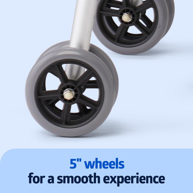 Medline Heavy-Duty Bariatric Folding Walker with 5” Wheels and Durable