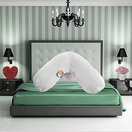 Teddy Fleece V Shaped Orthopaedic Pillowcase Cover Maternity Pregnancy Nursing Super Soft 100% Polyester Pillowcase V Cover White 30cm x 78cm Approximate