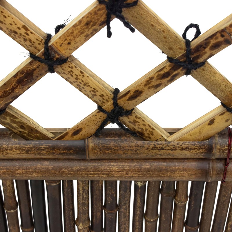 Red Lantern Hoshi Zen Garden Fence Panel - Burnt Bamboo