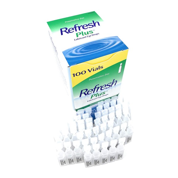 Allergan Refresh Plus Lubricant Eye Drops Single-Use Vials, Clear, (100 Count (Pack of 1))