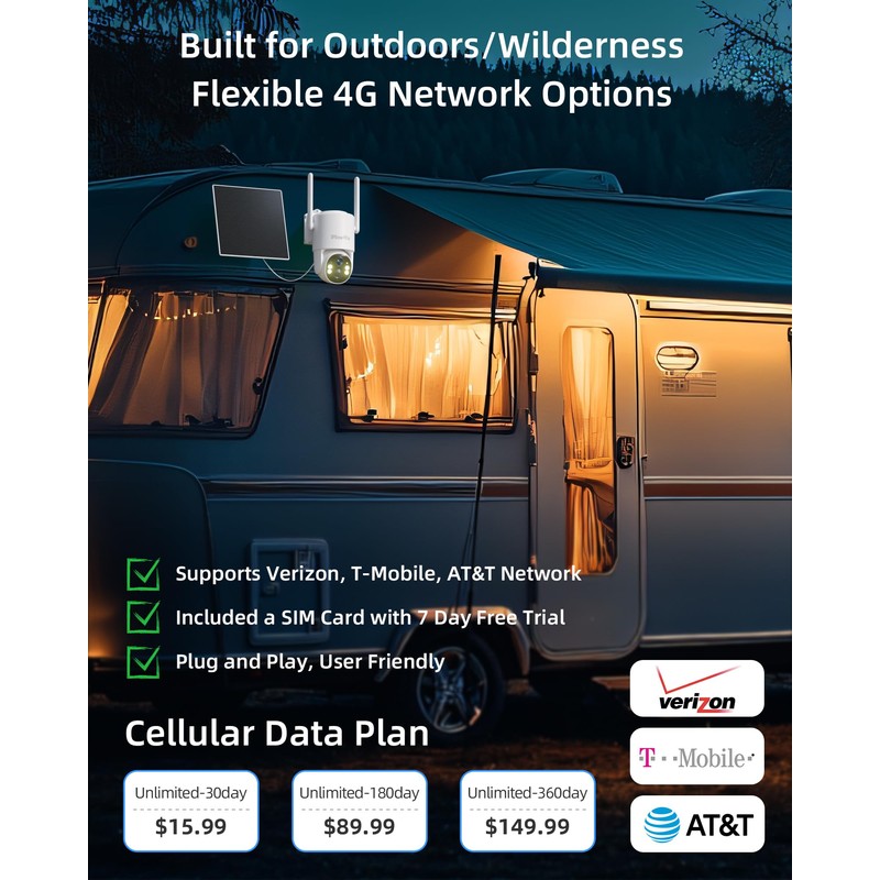 MaxiViz 4G LTE Outdoor Solar Powered Cellular Security Camera Wireless,