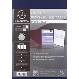Manila Bewerbungsmappe dunkelblau 400 gr: Bewerbungsmappe 3teilig 2 Klemmen. Leinen dunkelblau