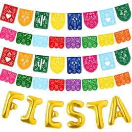 LCHH Mexican Party Decorations 4pcs Papel Picado Banners 1 Set Fiesta letters Balloons, Fiesta Party Decorations Cinco De Mayo Decorations Day of The Dead Decor Dia De Los Muertos Decorations