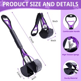 YONTINY Portable Pet Dog Pooper Scooper Foldable Poop Scoops for Dogs and Cats Easy Squeeze Trigger Jumbo Jaws Pooper Scooper Long Handle for Walks Garden Dog Poop Waste Pick Up Rake for Grass Gravel