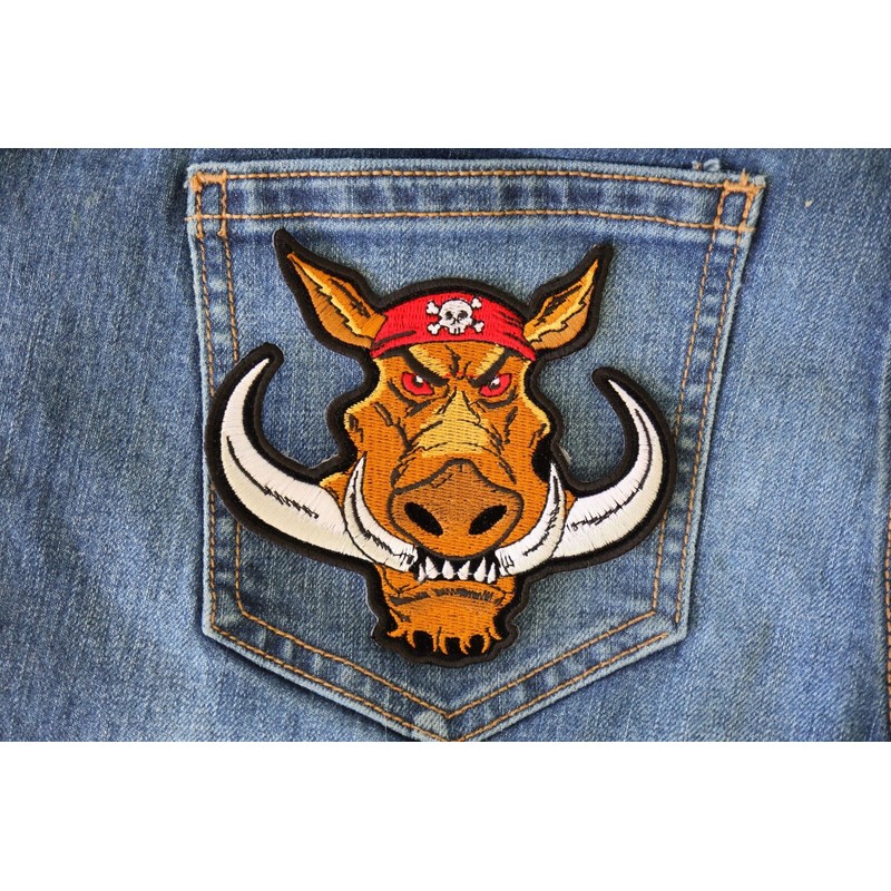 Ivamis Wild Hog Biker Patch with big Tusks - 4.5x4