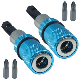 LifCratms 2 Pcs Adjustable Depth Screwdriver Bit Holder, Magnetic Impact Drywall Drill Bit Extension Set, 1/4 Inch Hex Shank with 4 Pcs PH2 Cross Bits