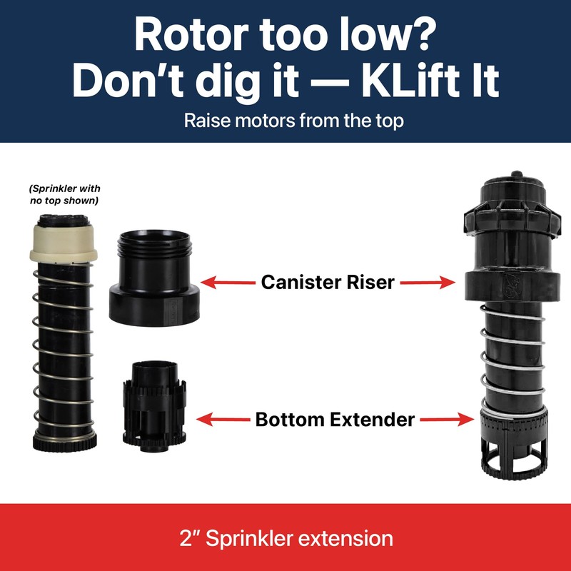 KLift-It Rotor Sprinkler Riser Extender - 2 inch Coupler with