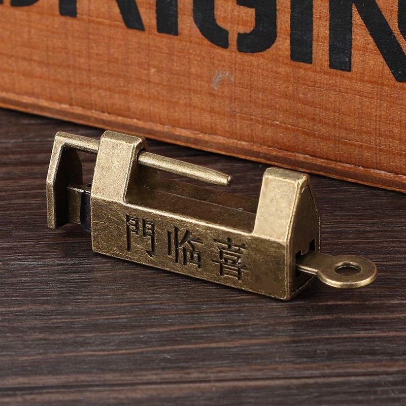 Vintage Chinese Style Copper Lock for Jewelry Box Horizontal Security
