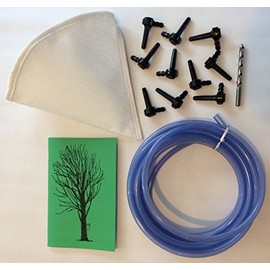 Deluxe Maple Syrup Tapping Kit. 10 Tree Taps, 25ft Tubing, Maple Drill Bit, Filter, Guide