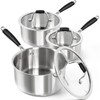 MICHELANGELO Triply Stainless Steel Saucepan with Lid 6 Pcs, Stainless