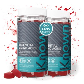 Essential Amino Acid (EAA) Gummies by Known Nutrition | Essential Support for Muscle Growth, Recovery, and Energy | Delicious Pink Lemonade Flavour | 60 Two-Per-Serve Gummies (Two Month’s Supply)