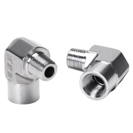 DERPIPE 90 Degree Street Elbow - 1/8" NPT Male to 1/8" NPT Female Stainless Steel 304 Heavy Duty Forged Barstock Street Elbow Adapter Pipe Fitting (pack of 2)