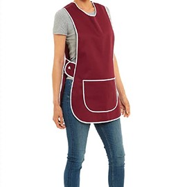 ER Direct Womens Home Work Kitchen Catering Cleaning Bar Plus Size Plain Coloured Large Pocket Side Fastening Tabard Apron (Burgundy, L)