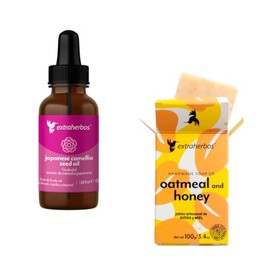 Extraherbos Kit Piel Sensible y Seca Aceite Puro de Camelia + Jabón Avena Calmante | Antienvejecimiento y Alivio de la Irritación, 2 pzas
