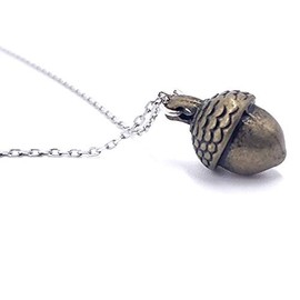Acorn pendant chain necklace with 925 sterling silver chain, fall charm jewelry gift, antique green black bronze acorn for kids and adults, uniquelan jewelry