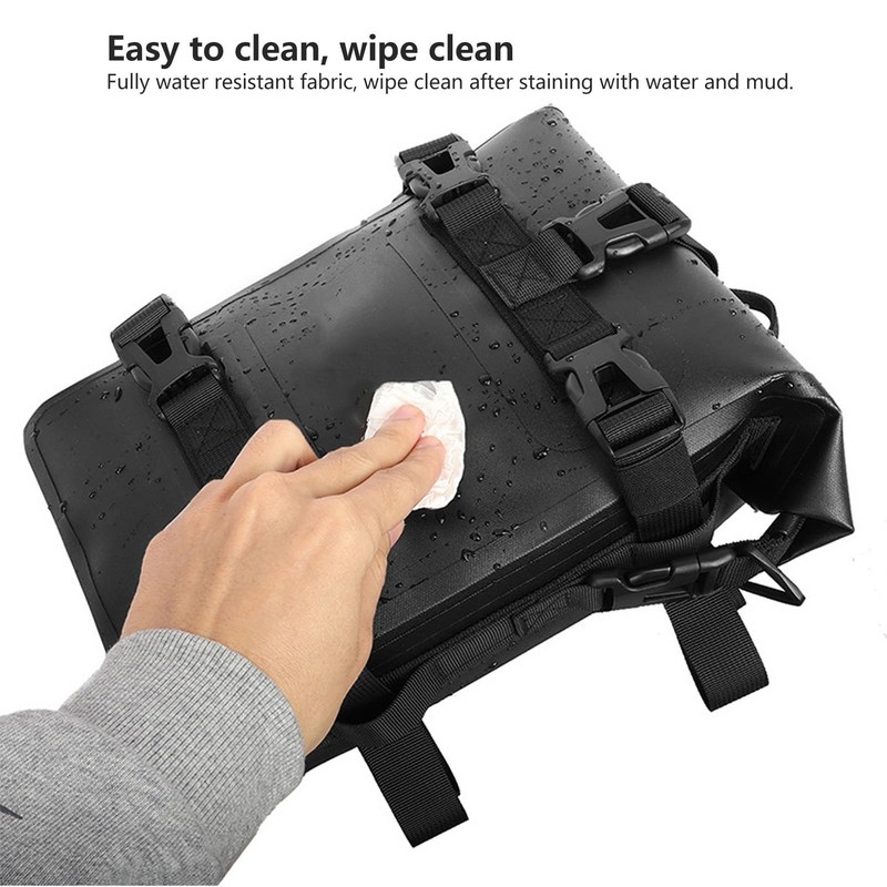 Alomejor Motorcycle Crash Bar Bag Black Waterproof Quick Release Universal