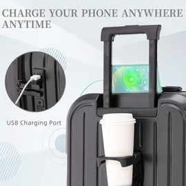 Merax Luggage Sets 3 Piece, Hardshell Lightweight Suitcase with Spinner Wheels, BLACK+ABS, 20/24/28 Inch