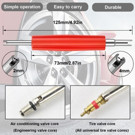 mxuteuk Valve tool 50 pieces valve extractor, 20 pieces tyre valve, 1 piece 4-way valve tool, 3 pieces single head valve core remover, 1 piece remover tool