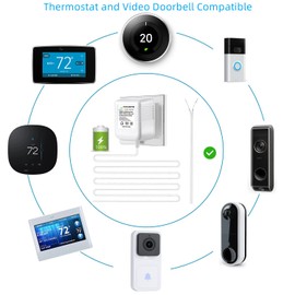 24V Doorbell Transformer Compatible with Nest Honeywell Ecobee Sensis All Models of Ring Doorbells Thermostats Power Adapter (33FT White, 12.0, Watts)