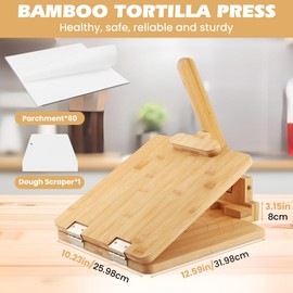 Wooden Tortilla Press 10 Inch, Prensa para Tortillas, Mexican Dough Press