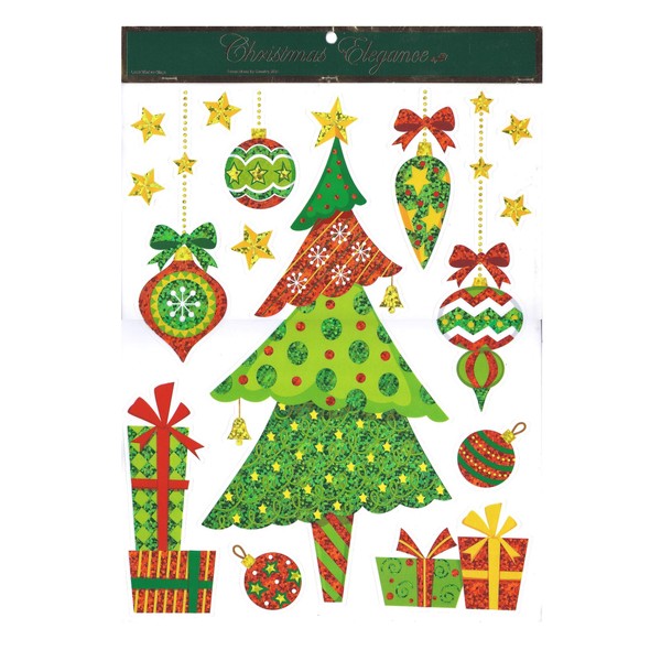 Christmas Ornament Window Clings - Shiny Foil Accents