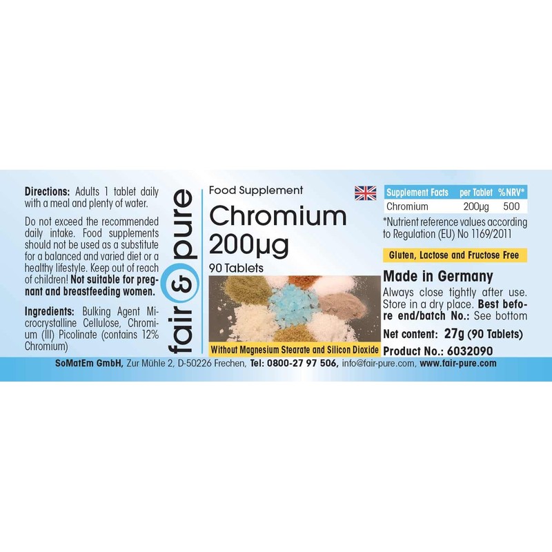 Chrome Tablets 200 μg – Made of Chrome Picolinate –