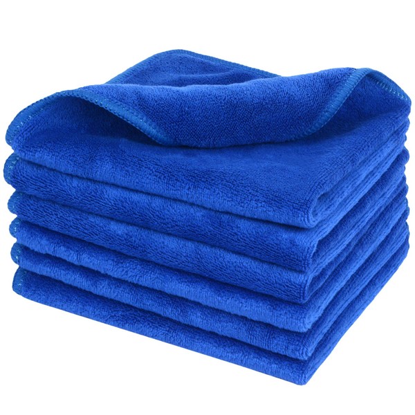 Sinland Microfiber Facial Cloths Fast Drying Washcloth 12inch x 12inch (6pack, Blue)