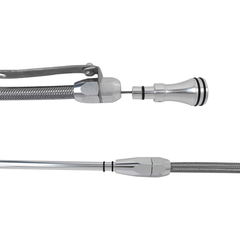 XSPANDER Stainless Braided Oil Pan Dipstick Passenger Side Fit for