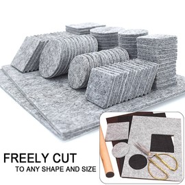 CenterZ 1/5" Thick Self Adhesive Felt Tape Roll - 3.94x39.4 Heavy Duty Felt Strip Sticker, Freely Cut to Felt Furniture Feet Pads, Felt Square Sheet, Felt Circle Coaster, Felt Glides Slider Dot (Grey)