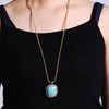 Sheplus Long turquoise square gold necklace, Brass, No Gemstone