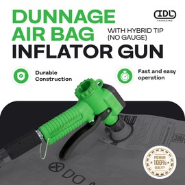 IDL Packaging Dunnage Air Bag Inflator Gun - Connects to Air Line With Hybrid Tip (No Gauge) for Cargo Protection