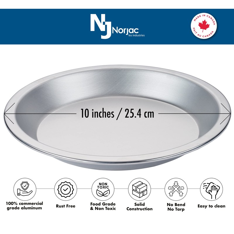 Norjac Pie Pan 10 inch, 3 Pack, 100% Pure Aluminum,